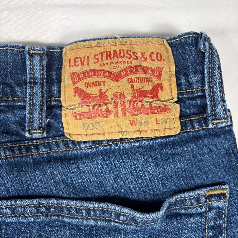 Levi's 505 Regular Fit Straight Leg Blue Denim Jeans W38 L30